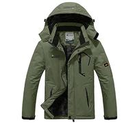 Memoryee Chaqueta Impermeable para Hombres Chaqueta Polar de Invierno Cálida Chaqueta de Esquí A Prueba de Viento Bolsillos Múltiples/Dark Green/XXL