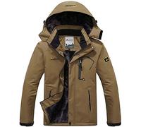 Memoryee Chaqueta Impermeable para Hombres Chaqueta Polar de Invierno Cálida Chaqueta de Esquí A Prueba de Viento Bolsillos Múltiples/Brown/L