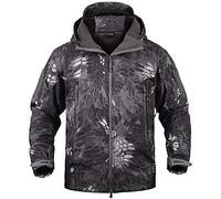 Memoryee Hombres Chaquetas Softshell Exteriores Forro Polar Impermeables Abrigos Tácticos Militares Cálidos Camuflaje Abrigo/Black python(new)/L