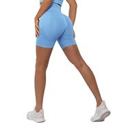 Memoryee Pantalones Cortos Deportivos Mujer Push Up Sin Costuras Shorts Alta Cintura Elásticos Leggins Fitness Yoga Leggings Cortas/B-Upgraded Sky Blue/S