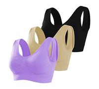 Memoryee Sujetador Deportivo Mujer Tallas Grandes sin Aros con Relleno Push Up sin Costuras Yoga Running Fitness 3 Pack Multi4 XXL