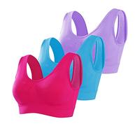 Memoryee Sujetador Deportivo Mujer Tallas Grandes sin Aros con Relleno Push Up sin Costuras Yoga Running Fitness 3 Pack Multi2 M