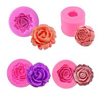 MEMOVAN 4pcs 3D flor silicona jabón molde 3D flor silicona Fondant molde flor flor flor flor flor flor flor flor flor resina vela molde para decoración de pasteles chocolate jabón hecho a mano hacer dulces arcilla loción bar cera DIY artesanía