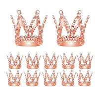 MEMOVAN Decoración para tartas de corona, 12 piezas de mini corona de oro rosa, corona pequeña, adornos para tartas, mini corona de bebé, decoración de cupcakes para boda, cumpleaños, novia, baby shower, reina, princesa, pastel de fotos