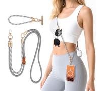 memumi 3 en 1 Universal Teléfono Cordón, Crossbody Cuello Muñeca Correa para Todos los Teléfonos, Antirrobo Seguro Cordón, Material de Primera Calidad Tejida para Ciclismo Viajes Gris