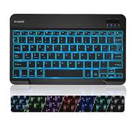 memumi Español Ñ Teclado Bluetooth con RGB 7 Colores Retroiluminación Keyboard para Tablet Laptop Teclado para iPad 10.2/para iPad 2025 11a generación/para iPad Air 2025/S9 Plus iOS Android Windows