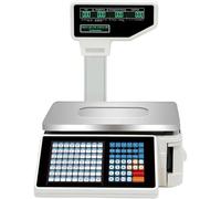 Memykoy Báscula contadora de Doble Pantalla, báscula para impresión de Etiquetas, báscula para Caja registradora, báscula de cálculo de Precios de 30 kg, para supermercado Machine+Scanner