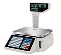 Memykoy Báscula Digital con impresión de Etiquetas de Precio, báscula electrónica con código de Barras, Caja registradora, 63 Teclas de Acceso Directo, Pantalla LCD de Doble Cara Machine+cashbox