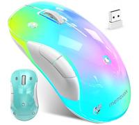 memzuoix Ratón Inalámbrico LED - Ratón Óptico Recargable 2.4G con Cubierta Magnética, Iluminación RGB Suave, 1400 dpi, Diseño Ergonómico y Receptor USB para Portátil, PC y MacBook