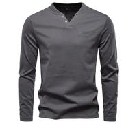 Men Basic Shirt Lightweight Comfortable Casual Fashion T-Shirt Classic Daily Wear and Tear All-Match Long Sleeves Tops J-Dark Grey XXL