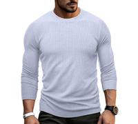 Men Basic Shirt Lightweight Comfortable Casual Long Sleeves Tops Classic All-Match Solid Color Fashion T-Shirt C-White XL