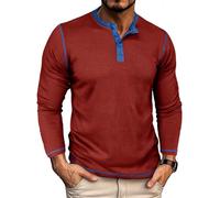 Men Basic Shirt Lightweight Comfortable Casual Long Sleeves Tops Classic Daily Wear and Tear All-Match Fashion T-Shirt E-Wine Red S