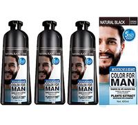Men Beard Hair Color Instant Dye Black Mustache Beard Darkening Shampoo Professional Men's Mustache & Beard Black Hair Color Dye Shampoo (3pcs)