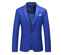 Men Blazer Jacket Solid Color Business Slim Fit Men Suit Jacket Lapel Gentleman Urban Men Casual Jacket Fashion Banquet Pocket Decoration Men Long Sleeve Jacket K-Royal Blue XL