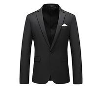 Men Blazer Jacket Solid Color Business Slim Fit Men Suit Jacket Lapel Gentleman Urban Men Casual Jacket Fashion Banquet Pocket Decoration Men Long Sleeve Jacket G-Black 6XL