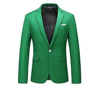 Men Blazer Jacket Solid Color Business Slim Fit Men Suit Jacket Lapel Gentleman Urban Men Casual Jacket Fashion Banquet Pocket Decoration Men Long Sleeve Jacket I-Green 6XL