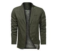 Men Blazer Vintage Solid Color Men's Casual Suit Spring and Fall Youth All-Match Men's Suit Classic Men's Jacket C-Army Green XXL
