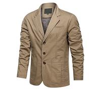 Men Blazer Vintage Solid Color Men's Casual Suit Spring and Fall Youth All-Match Men's Suit Classic Men's Jacket A-Khaki 3XL