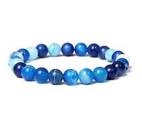 Men Bracelets Natural Energy Tiger Eye Polished 8 mm Lapis Lazuli Beads Bangle Elastic Women