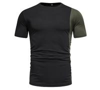 Men Casual Shirt Solid Color Short Sleeve Basic Shirt Light Breathable Men Sport Shirt Slim Fit Round Neck Summer Shirt Pocket Decoration Men Outdoor Shirt H-Green S