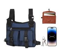 Men Chest Bag, Lightweight Adjustable Running Vest, Breathable Fitness Chest Pack, Compact Everyday Carry Gear, Ideal for Commuting Travel Cycling Training Hiking Camping Riding Work Outdoors, azul