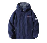 Men Cold Weather Jacket With Zips Long Sleeve Men Winter Jacket Warm Casual Men Retro Jacket Plus Velvet Thickening Men Fleece Jacket B-Navy 3XL