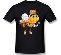 Men Cute Wholesome Bee Funny Humor Animal T Shirt Honey Bee Tshirt Pure Cotton Tees Shirt Black 3XL