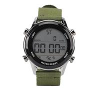 Men Digital Sports Raquel de Alarma a Prueba de Lluvia Cuenta Cuenta de la Zona horaria Dual Strap de Nylon Reloj Digital con cronómetro para al Aire Libre (OD Verde)