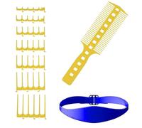 Men - Herramienta de corte de cabello, juego de peine de barras | Guía de desvanecimiento y plantilla de afeitar de escote, plantilla de banda para el cabello de silicona con 7 accesorios d