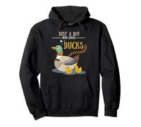 Men Kids Just A Boy Who Loves Ducks Animals Duck Lover White Sudadera con Capucha