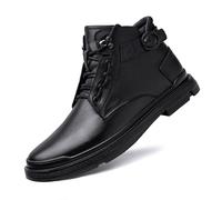 Men Leather Chukka Boots Ankle Strap Lace Up Casual Boots Platform Sole Walking Oxfords Business Outdoor Footwear(37 EU)