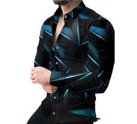 Men Long Sleeves Personality Trend Handsome Button Placket Lightweight Casual Fashion T-Shirt Hipster Urban Design Print Shirt AB-08 3XL