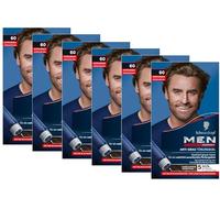 Men Perfect Gel de tinte antigris 60 marrón medio (6 x 80 ml), tinte para el cabello de los hombres que difuminan las canas, tinte antigris para un resultado de aspecto natural