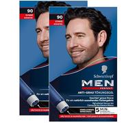 Men Perfect Gel de tinte antigris 90 negro (2 x 80 ml), tinte para el cabello de los hombres que difuminan las canas, tinte antigris para un resultado de aspecto natural