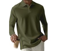 Men Polo Shirt Lightweight Breathable Casual Fashion T-Shirt Outdoor Golf Sport Long Sleeves Tops I-Army Green M