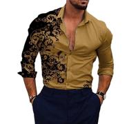 Men Print Shirt Men Casual Trend Shirt Men Temperament Retro Fashion Shirt Men 3D Digital Printing Longsleeve Shirt D-05 3XL