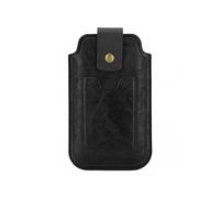 Men PU Leather Phone Holster Retro Universal Case Waist Bag Sheath with Waist Clip Ring and Carabiner for Outdoor Black