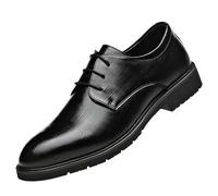 Men’s Classic Lace Up Breathable Leather Oxford Shoes British Style Height Increase Business Dress Footwear(Noir,39 EU)