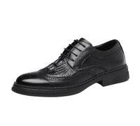Men’s Classic Lace Up Italian Print Leather Oxfords Rubber Sole Dress Shoes for Work and Party(Noir,40 EU)