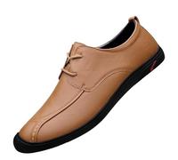 Men’s Classic Lace-Up Leather Formal Shoes Comfortable Driving Flats Tuxedo Wedding Dress Shoes(Brown,44 EU)