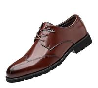 Men’s Classic Lace-Up Leather Oxford Shoes Height-Increasing Office Dress Shoes Comfortable & Stylish(Brown,39 EU)