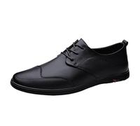 Men’s Classic Lace-Up Leather Oxford Shoes Orthopedic Low Top Outdoor Walking Shoes Comfortable &(Noir,40 EU)