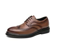Men’s Classic Lace-Up Leather Oxford Shoes Round Toe Platform Business & Casual Spanish Style(Brown,43 EU)
