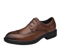 Men’s Classic Lace-Up Leather Tuxedo Dress Shoes Cap Toe Formal Office Shoes Luxury & Comfortable(Brown,38 EU)