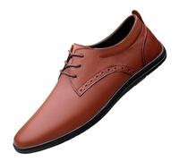 Men’s Classic Wingtip Leather Oxfords Lace-Up Luxury Low Top Business Dress Shoes Comfortable & Stylish(Brown,40 EU)