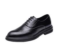 Men’s Classic Wingtip Oxford Shoes Breathable Leather Lace Up Block Heel Business Formal Shoes(38 EU)