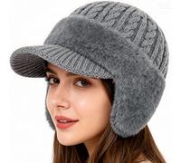 Men’s Cold Weather Hat, Trapper Blocking Knitted Hats, Winter Beanie for Extreme Cold Weather, Knit Black Trapper Hat (Grey1)