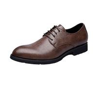 Men’s Comfort Lace Up Oxford Dress Shoes Orthopedic Leather Brogue Business Formal Footwear(Brown,42 EU)