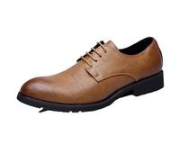 Men’s Comfort Lace Up Oxford Dress Shoes Orthopedic Leather Brogue Business Formal Footwear(Yellow,41 EU)