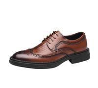 Men’s Fashionable Lace-Up Leather Dress Shoes Pointed Toe Classic All-Match Wedding & Business Shoes(Brown,38 EU)